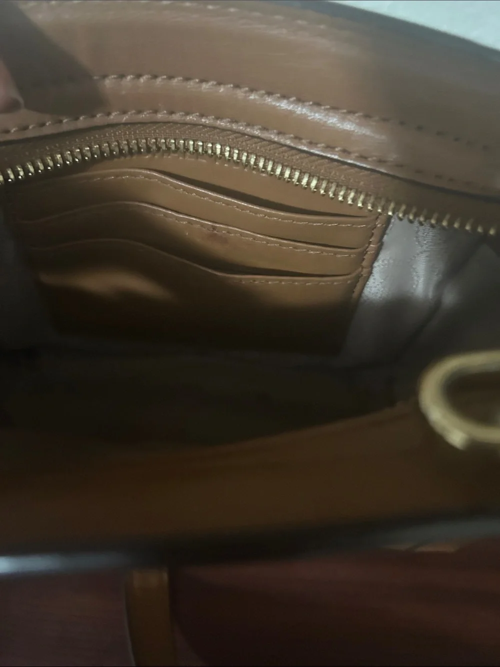 Michael Kors Quilted Leather Crossbody in Tan with Gold Hardware